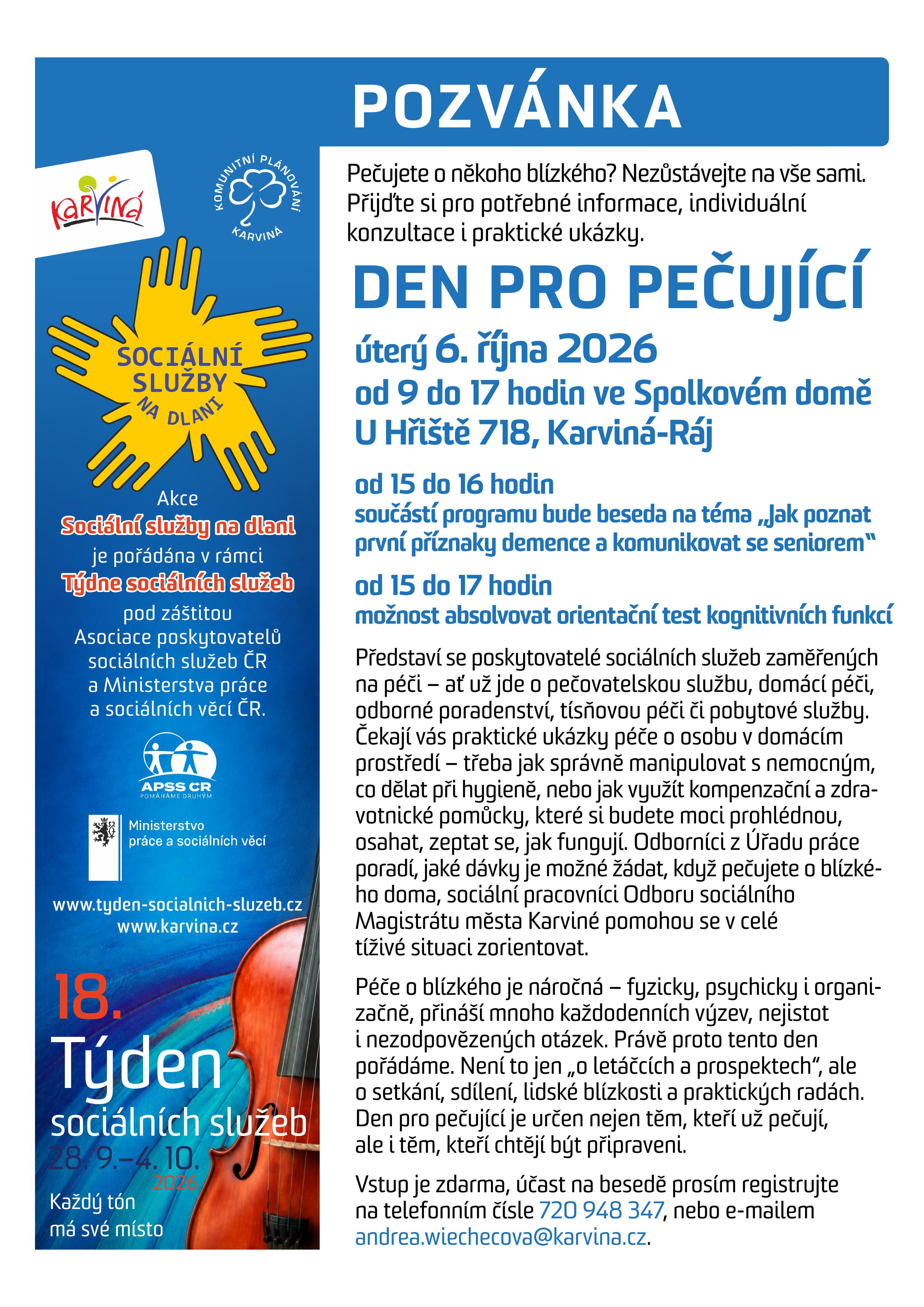 Sociální služby na dlani 2026 - Den pro pečující